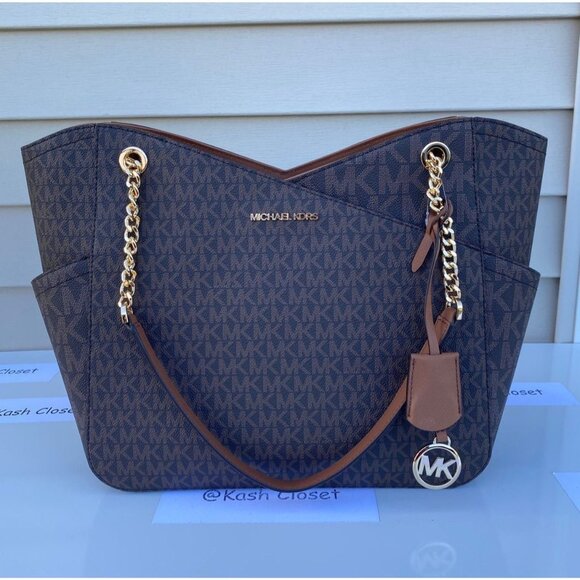 Michael Kors shoulder bag tote xchain bag jet set bag MK signature brown - Picture 3 of 12
